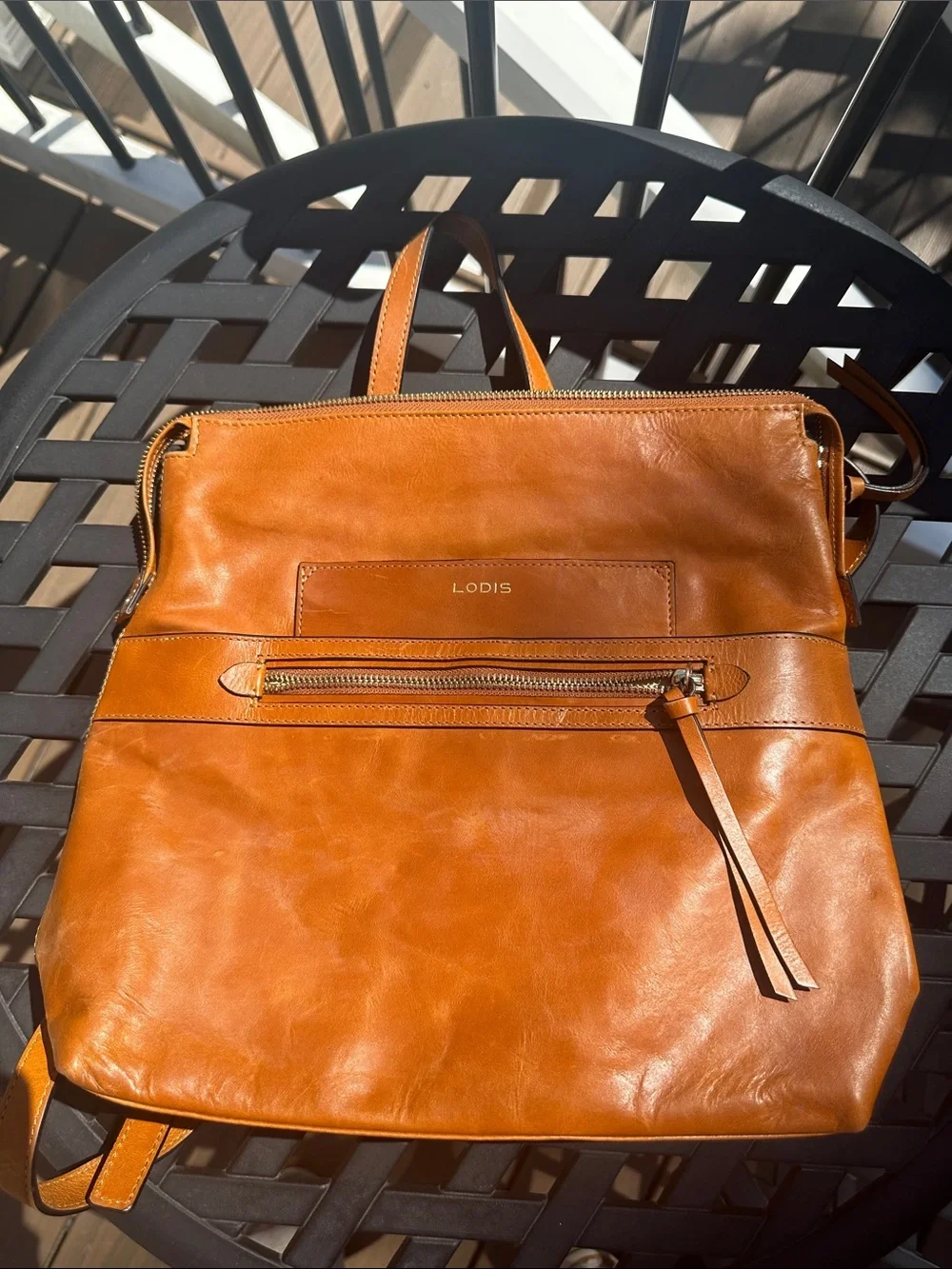 Vintage Lodis Leather Backpack - Tan Cognac